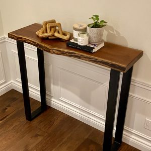 Live Edge Black Walnut Sofa Console Bar Table