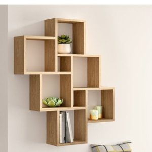 bookcase,Sule space divider in natural color,wall bookshelves,bookcase,handmade furniture,Square Shelves