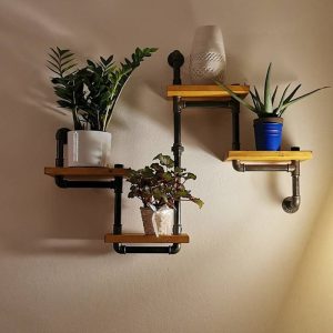 Floating shelf decor, Living room shelf decor, Round Retro Style Wall Shelf, Metal wall shelf, Storage organizer shelf, Metal Wood Shelving