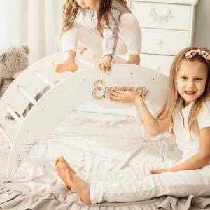 Personalized Toddler Montessori furniture, Climbing arch, First birthday gift Nursery decor Kids balance board Baby climber