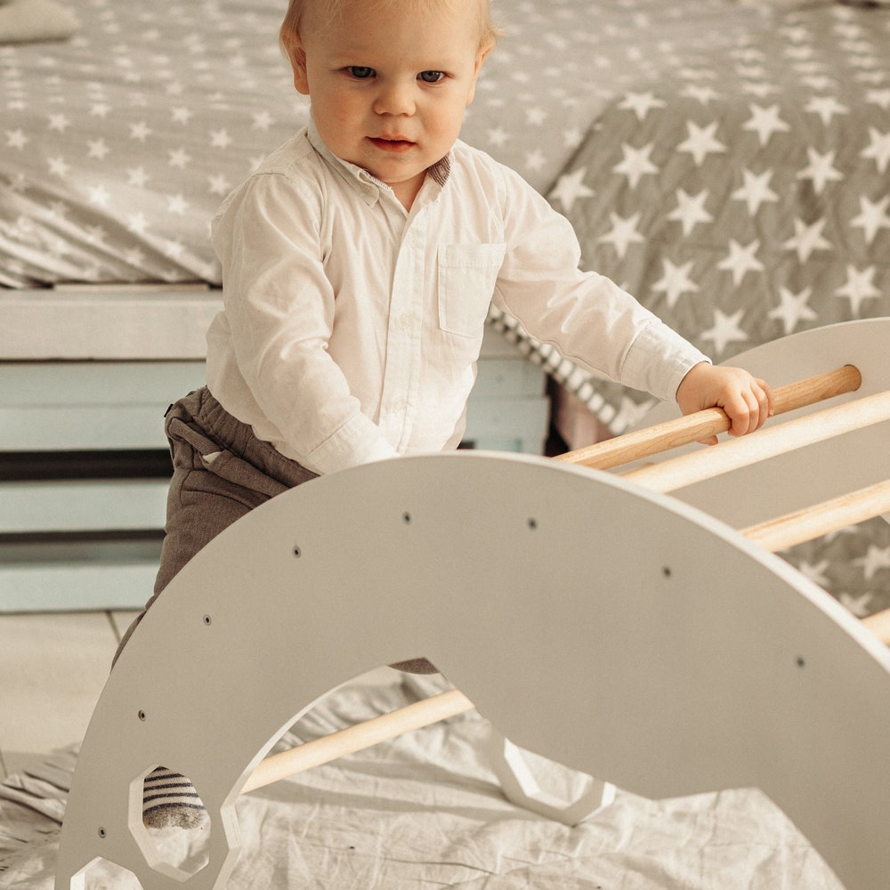 Climbing arch, Baby Activity Board, Montessori furniture, Toddler Gym, Toddler arch, Wooden climb toy Climbing furniture Wood play gym - Image 3