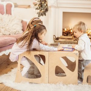 Kitchen tower, Montessori furniture, Chalkboard Montessori toddler Learning helper Convertible table Art for kids hub Table and Chair in one