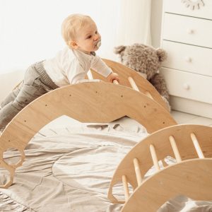 Montessori furniture Set: Ladder Arch + Climbing Ramp, Kids Balance board Montessori ladder Toddler climber Baby play gym Montessori rocker