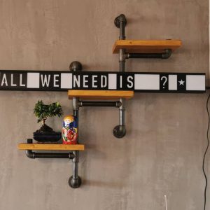 Free Shipping Farmhouse Rustic Industrial Floating Shelves, Angled pipe brackets, Rustic Wall shelf, Pinewood shelve, Rustic wood shelf