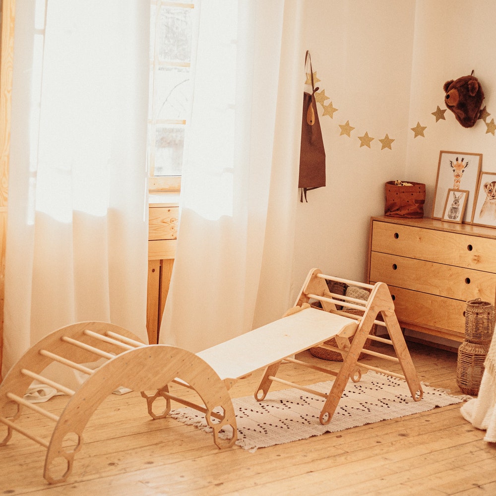 Set of 3 items Foldable triangle Wooden Gym Climbing Gift Natural toy Baby Birthday Gift Play Gym Toddler Climber Baby Gym - Image 5