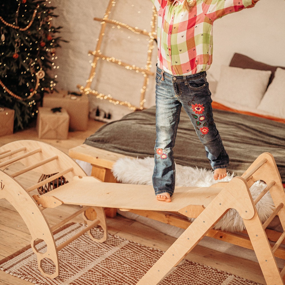 Set of 3 items Foldable triangle Wooden Gym Climbing Gift Natural toy Baby Birthday Gift Play Gym Toddler Climber Baby Gym - Image 6