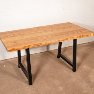 Live Edge Table Top on Steel A Frame Legs, Wood Kitchen Table, Light Colored Wood Table, Small Wood Table, 5 Foot Solid Wood Kitchen Table