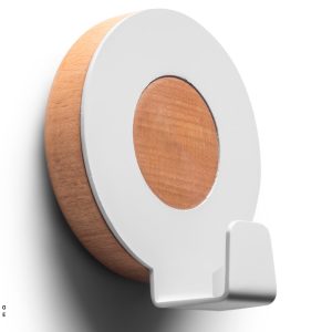 Wall Hooks, Decorative White Metal Hooks with Wooden Housing for Hanging Coats, Clothes, Handbags, Towels, Keys and Accessories