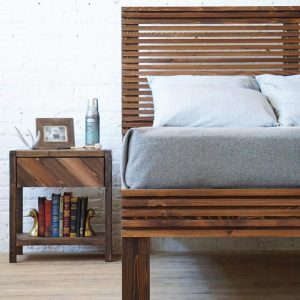 The Carolina Bed - Platform Bed and Headboard - Natural Solid Wood - Rustic Modern - Mid Century - Farmhouse - Organic - Handmade in USA