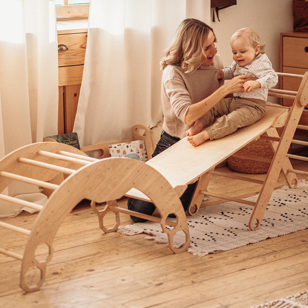 Set of 3 items Foldable triangle Wooden Gym Climbing Gift Natural toy Baby Birthday Gift Play Gym Toddler Climber Baby Gym - Image 3