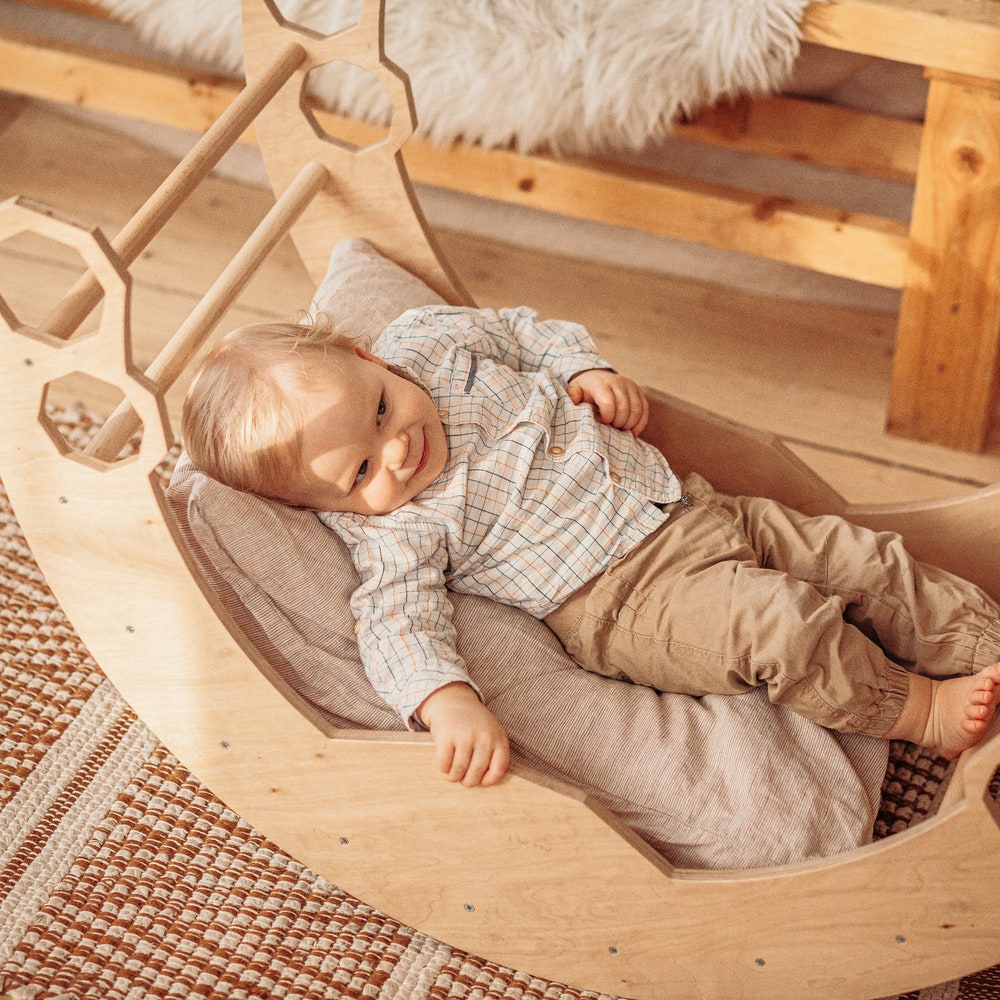 Set of 3 items Foldable triangle Wooden Gym Climbing Gift Natural toy Baby Birthday Gift Play Gym Toddler Climber Baby Gym - Image 8