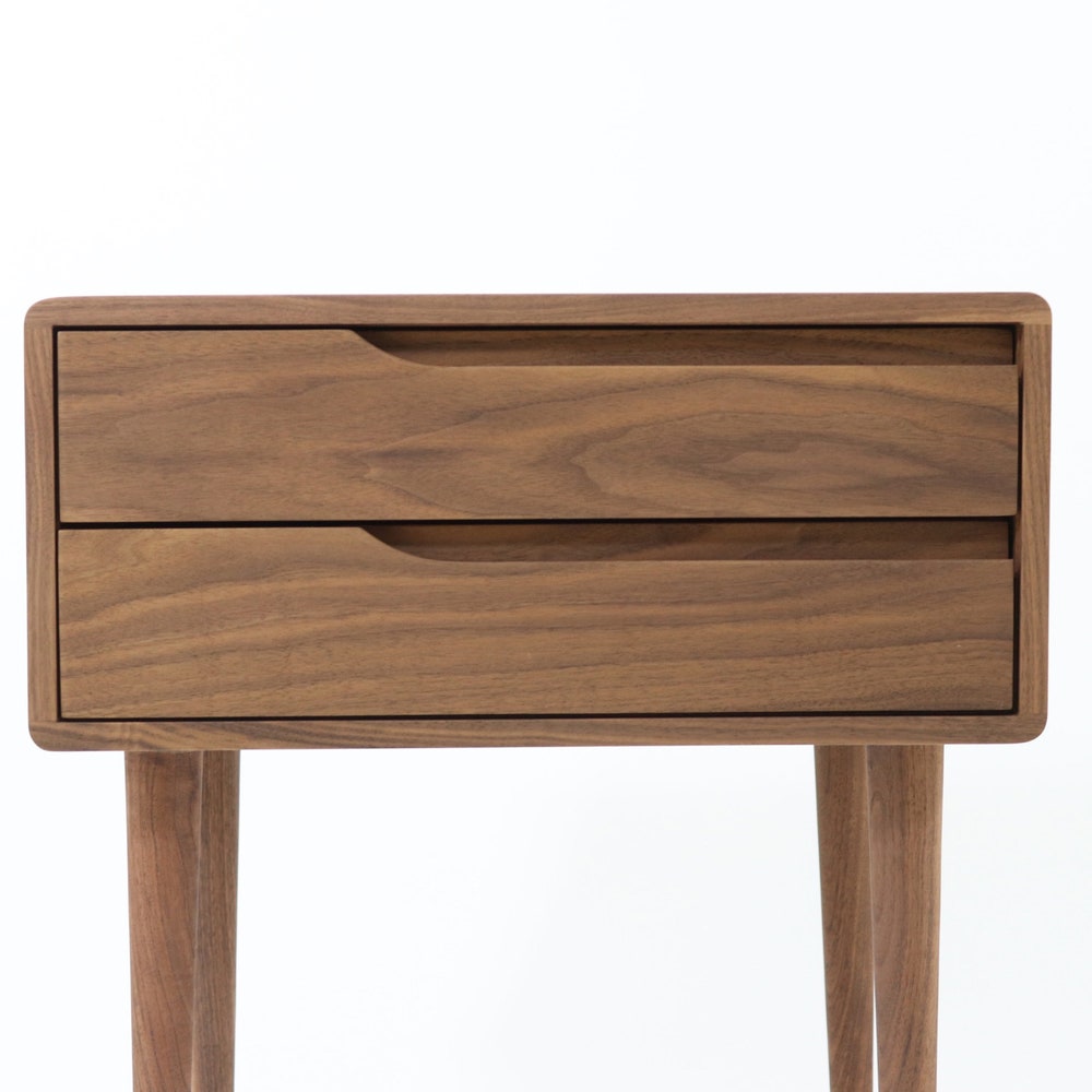 Nightstand, Bedside table, side table with two drawers in solid Walnut or Oak wood - Image 4