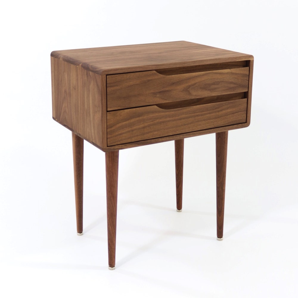 Nightstand, Bedside table, side table with two drawers in solid Walnut or Oak wood - Image 5