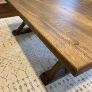 Solid Elm Dining Table with Trestle Legs
