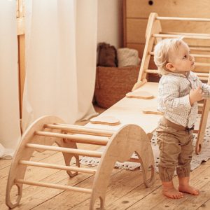 Set of 3 items Foldable triangle Wooden Gym Climbing Gift Natural toy Baby Birthday Gift Play Gym Toddler Climber Baby Gym