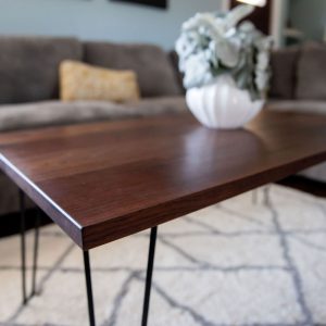 Walnut Coffee Table, Modern Coffee Table, Coffee Table With Metal Legs, Farmhouse Coffee Table, Cocktail Table, Rustic Coffee Table