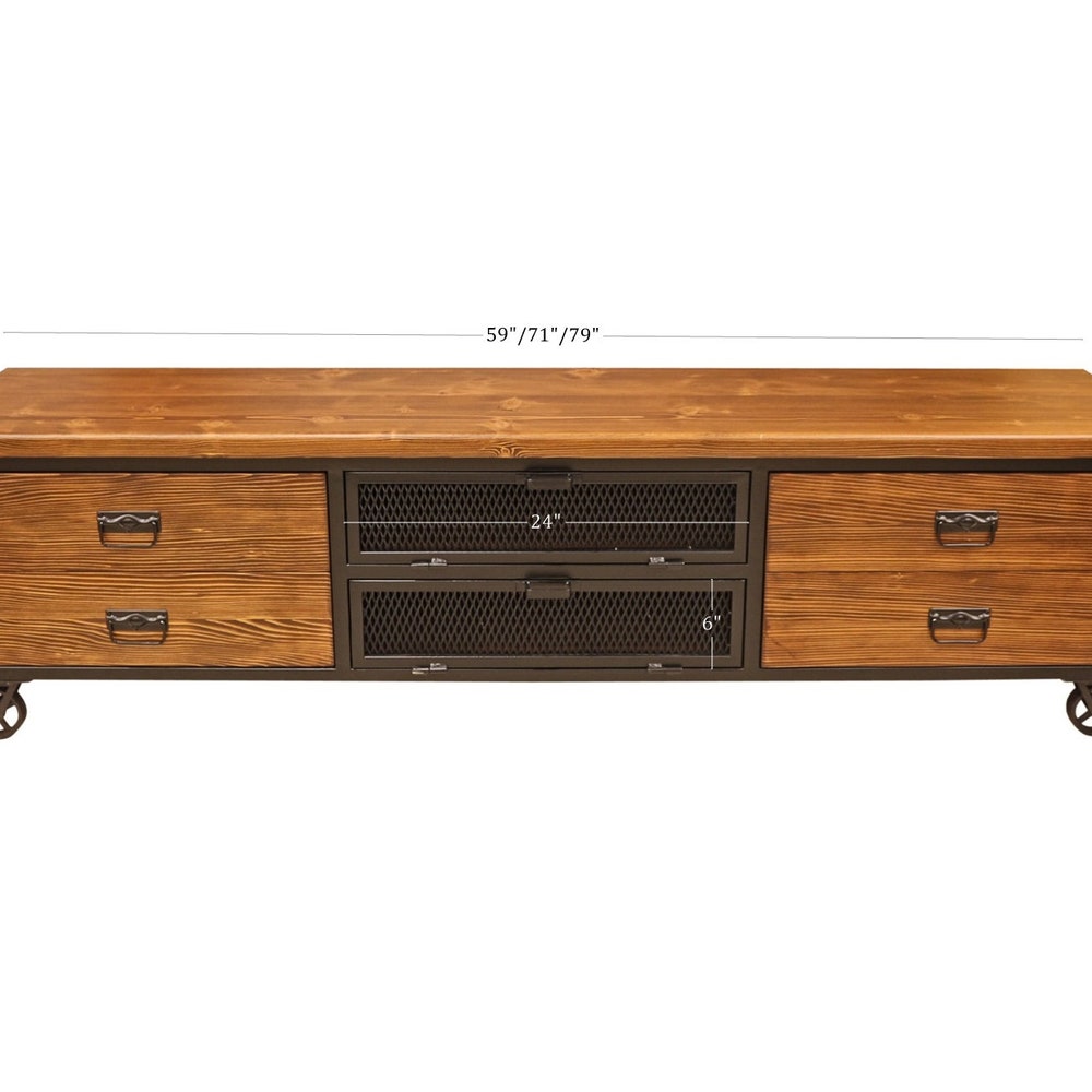 Modern Industrial Wood and Steel Tv Unit - Urban / Natural Wooden and Metal Media Console / Loft Style Tv Stand / Entartainment Center - Image 9