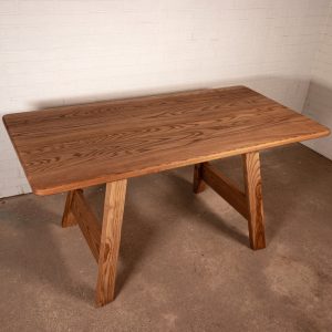 Wood Farm House Table, Ash Kitchen Dining Table on Wood H Legs, Wood Dining Table for a Farmhouse Kitchen, Small Wood Kitchen Table