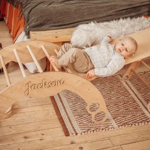 Montessori Set of three items - Climbing Arch + Foldable Triangle + Climbing ladder/slide, Wood play gym Montessori furniture