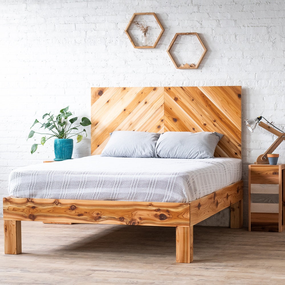 The Long Canyon - Platform Bed Frame and Natural Chevron Headboard - Modern Rustic - Organic - Handmade in USA - The Long Canyon Finish - Image 2