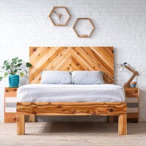 The Long Canyon - Platform Bed Frame and Natural Chevron Headboard - Modern Rustic - Organic - Handmade in USA - The Long Canyon Finish