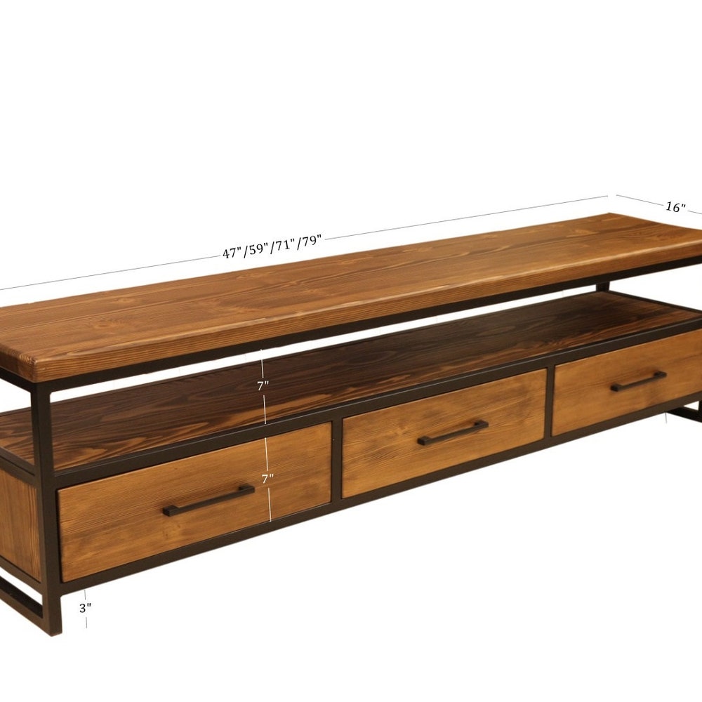 Wood and Steel Tv Stand - Carmen/ Natural Solid Wood and Metal Tv Unit / Modern Industrial Media Console / Loft Style Entertainment Center - Image 8