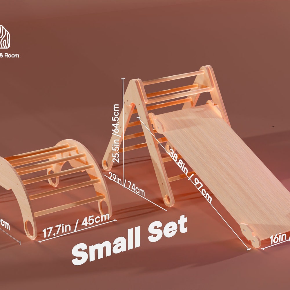 Set of 3 items Foldable triangle Wooden Gym Climbing Gift Natural toy Baby Birthday Gift Play Gym Toddler Climber Baby Gym - Image 11