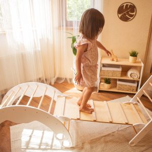 il_1000x1000.3190452144_4pqm.jpg Wooden Gym Set for toddlers 3 items: Climbing Triangle + Arch + Slide, Montessori furniture, Baby toy for 1 year old, White climber set