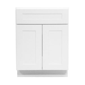 24"  Bathroom Vanity, White Shaker Vanity, Double Door Cabinet, Single Sink Base Vanity - 24 in. Wide x 34.5 in. High  x 21 in. Deep