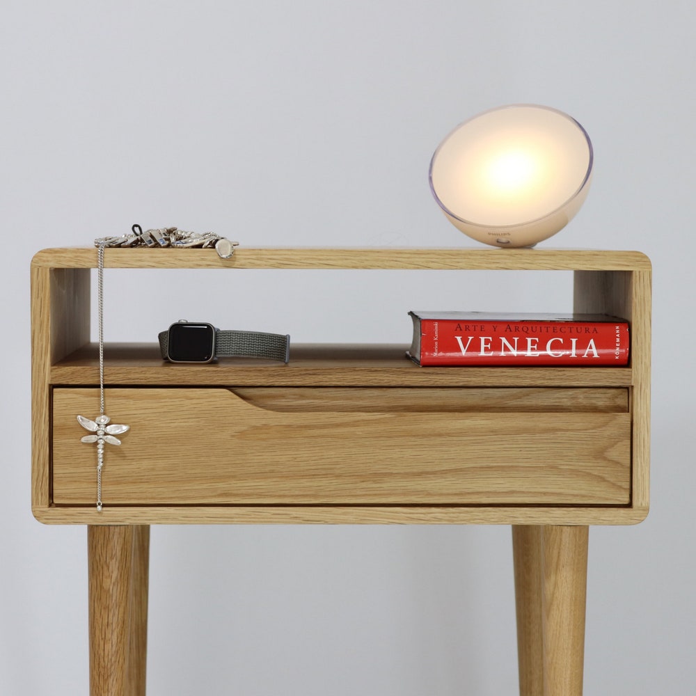 Nightstand in solid Oak or Walnut.