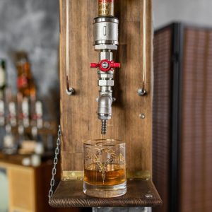Wall Liquor Dispenser, Bourbon Stand for Home Bar, Unique Gifts for Men, Party Drinks Stand, Man Cave Steampunk Home Whiskey Dispenser