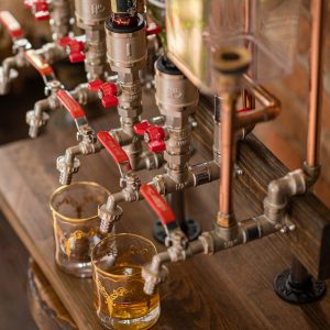 Home Bar Liquor Stand - Cocktails Mixer - Dispenser for Alcohol - Unique Gift for Birthday - Industrial Kitchen Decor - Man Cave