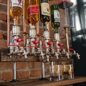 Alcohol Dispenser Station - Liquor Dispenser - Backyard Bar Accessory For Him - Memorable Birthday Surprise - Unique Home Bar Decor