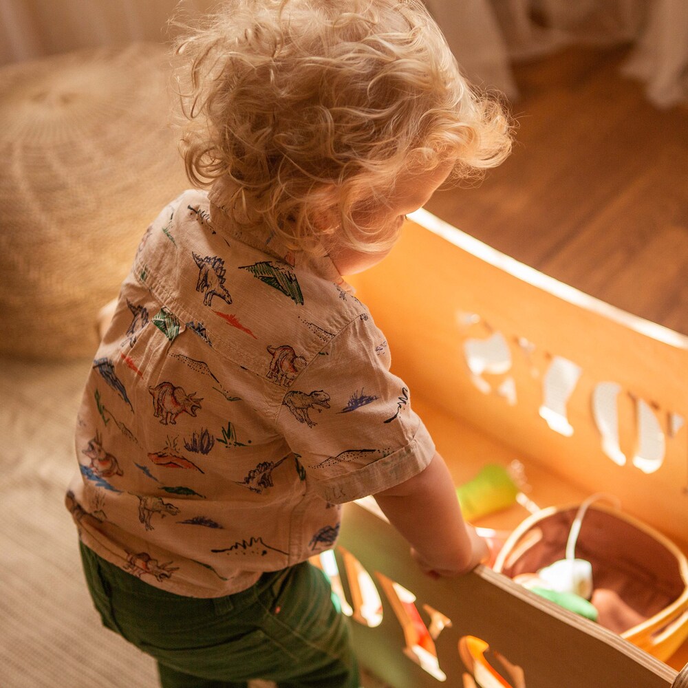 Wooden toy box for toddler playroom, Storage basket for baby nursery, Montessori furniture, Toys organizer, Boxes for toys - Image 4