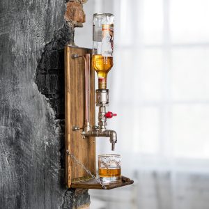 Unique Handmade Wall Mount Whiskey Dispenser - Unique Gifts for Boyfriend and Husband - Gift For Dad - Gift For Grandpa - Anniversray Gift