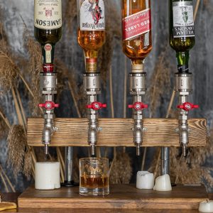 Dispenser for Alcohol - Home Bar Liquor Stand - Unique Gifts for Men - Birthday Bachelor Party Decor- Industrial Kitchen Bar Decor