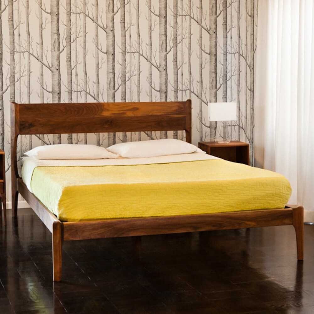Classic Modern Bed with Night Stands (Mid Century Danish Modern Style)