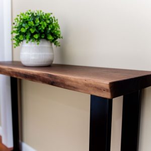 Live Edge Console Table, Walnut Entryway Table, With Metal Legs, Hallway Table, Foyer Table, Thin Console Table, Black Walnut, Industrial