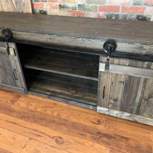 Rustic Media Stand Barn Doors TV Console Buffet Cabinet Coffee Bar Farmhouse Industrial perfect Gift
