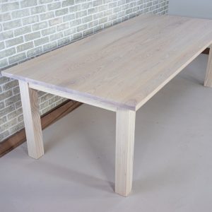 White Wood Table, White Farmhouse Kitchen Table, Ash Parson Table to Seat 10 People, White Kitchen Table, Large Dining Table in Solid Wood