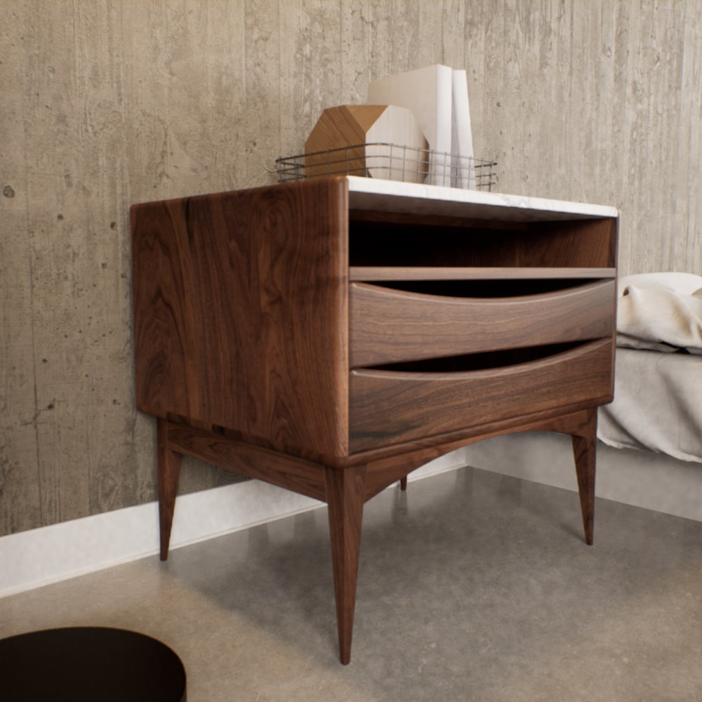 nightstand with drawers, bedside table, mid century modern nightstand, small table for bedside