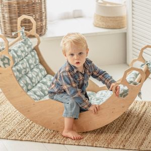 Climbing Arch with Pillow, Baby standing walking toys, Montessori furniture, Toddler First christmas gift, Wooden baby gym Montessori rocker