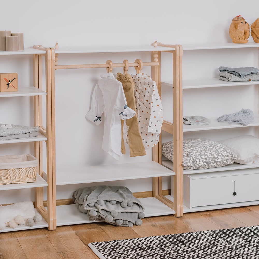 Clothing rack type B with shelf for kids combined with a MAXI and a MAXI + shelf Kid wardrobe