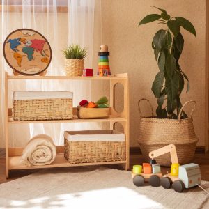 il_1000x1000.3416403931_ilge.jpg Montessori Open Shelf - 3 Tier Shelf, Montessori furniture, High Toy shelves, Nursery Wooden Toy storage, Kids room decor, Сhild storage