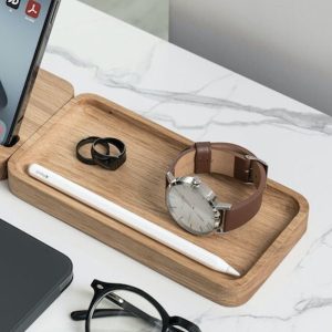 Large Wooden Tray, Desk Organization Set, Custom Wood Desk Organizer, Office Desk Accessories, Home Office, Work From Home, OakyBlocks