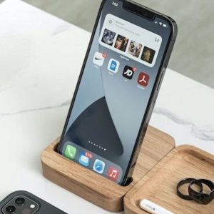 Wooden Phone Stand - OakyBlocks, iPhone Stand, Magnetic Desk Organizer, Modular Desk Organization Set, Wooden Desk Setup, Office Supplies