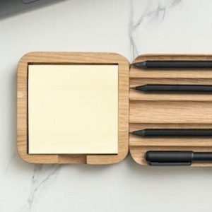 Sticky Notes Holder, Sticky Notes Set, Wooden Desk Tray, Desk Organization Set, Home Office Desk Accessories, OakyBlocks, Gift for Him