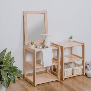 Child Montessori washbasin toddler Waschtisch kind Type A, WITH mirror combined with a SMALL shelf  Gift for kids