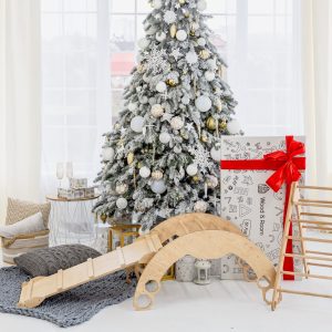 Toddler Christmas Gift - Set of 3 items: foldable Triangle + Arch + Ramp with slide - Climbing Montessori furniture, Toddler climbing gym