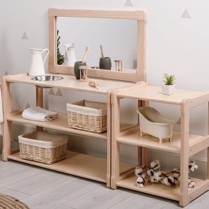 Child Montessori washbasin toddler Waschtisch kind Type B+ Plus, WITH mirror combined with a SMALL shelf  Gift for kids